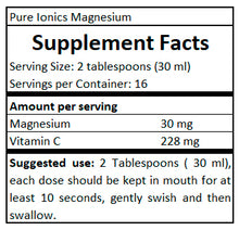 Load image into Gallery viewer, supplement facts Pure Ionics Magnesium 480 ml