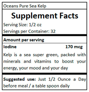 supplement facts Ocean Pure Sea Kelp