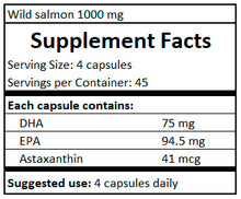Load image into Gallery viewer, supplement facts Wild salmon 1000 mg